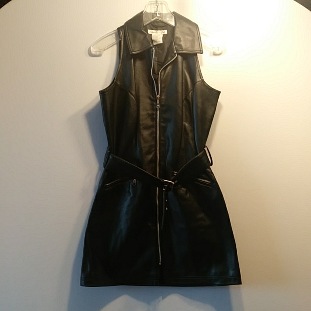 Vintage Faux Leather Mini Dress